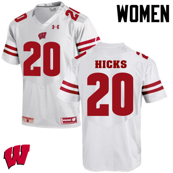 Wisconsin Badgers Women's #20 Faion Hicks NCAA Under Armour Authentic White College Stitched Football Jersey BN40Q33JH